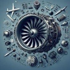 A jet engine and its multiple parts